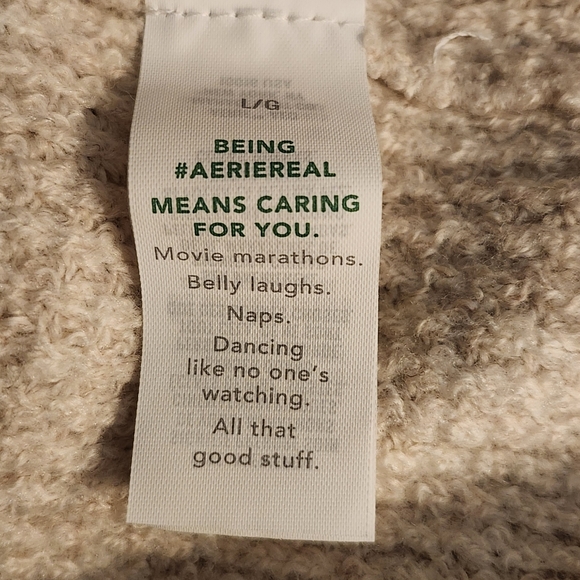 NWT Aerie Cozy Up Cowell Neck Waffle Mini Sweater Dress Heathered Oatmeal L - Picture 6 of 7